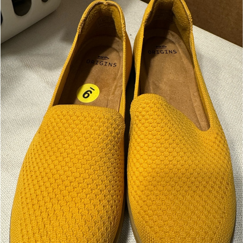 Earth Origins Yellow Textured Slip-On Flats